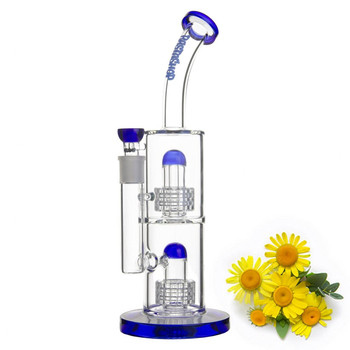 Бонг Rastashop Double Shower Head Bend Percolator - Бонги - Бонги стеклянные - Изогнутые бонги - Магазин вапорайзеров, бонгов и лучших аксессуаров для курения  rastastore.ru