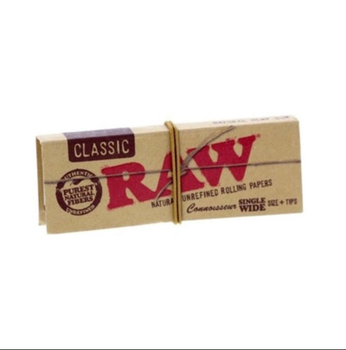 Бумажки Raw classic connosseur single wide size+tips - Самокрутки - Бумага с фильтрами - Магазин вапорайзеров, бонгов и лучших аксессуаров для курения  rastastore.ru